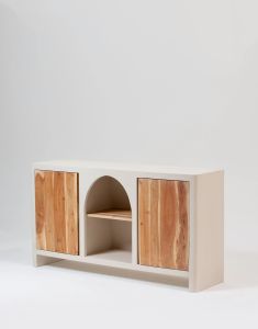 Wood Sliding Door Cabinet with Drawer