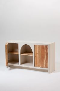 Wood Sliding Door Cabinet with Drawer
