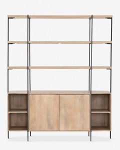 Wooden Bookshelf with Door Cabinet