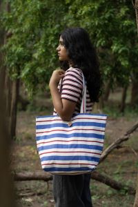 Yarn Dyed Woven Stripe Promotional Carry Bags