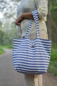 Yarn Dyed Woven Stripe Promotional Carry Bags