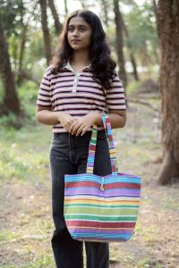 Yarn Dyed Woven Stripe Promotional Carry Bags