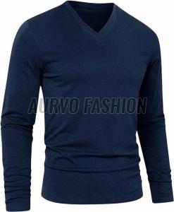 Cotton Blend Full Sleeve V Neck T Shirt