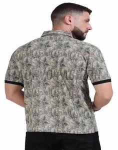 Cotton Blend Printed Collar Neck T Shirt