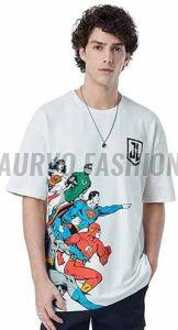 Cotton Blend Printed Drop Shoulder T Shirt