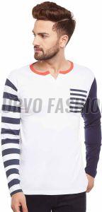 Cotton Blend Printed V Neck T Shirt