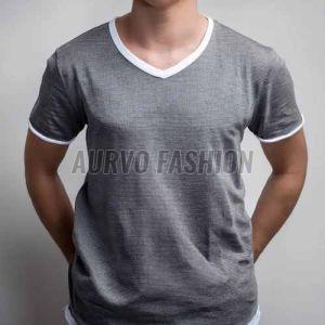 Cotton Blend Regular Fit V Neck T Shirt