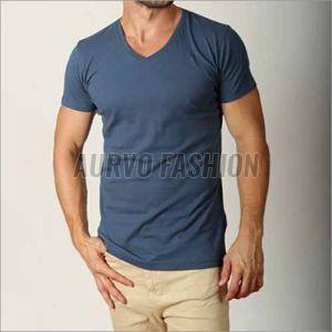 Cotton Blend Slim Fit V Neck T Shirt