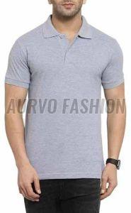 Cotton Blend Solid Collar Neck T Shirt