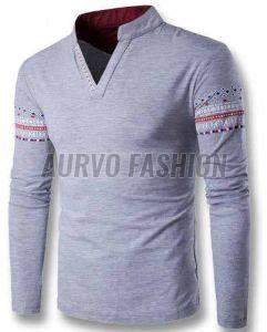 Cotton Blend V Neck T Shirt