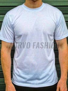 Mens Polyester Solid Round Neck T-Shirt