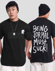 Polyester Black Drop Shoulder T Shirt