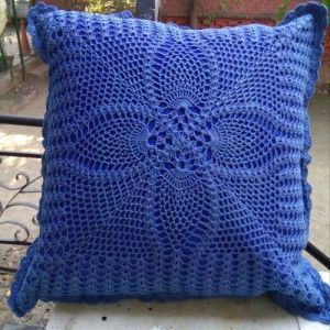 18x18 Blue Full Lace Cushion Cover