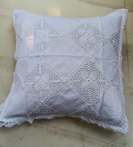 18x18 Inch Linen Lace White Cushion Cover