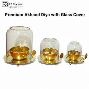Premium Akhand Diya with Glass Cover