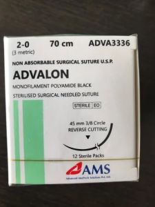 Black Polyamide 2-0 Surgical Suture