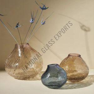 Crackle Glass Flower Vase
