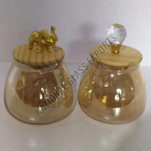Golden Glass Candle Jar