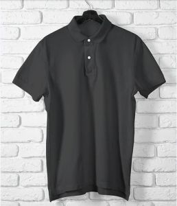 Black Cotton Lycra Regular Fit Polo T Shirt