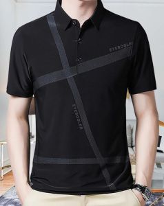 Black Short Sleeve Polo Neck Graphic Regular Fit T-Shirt