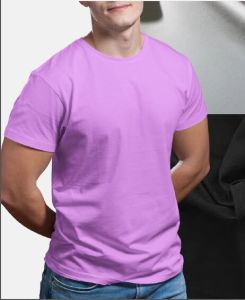 Lavender Solid Cotton Sinker Regular Fit T-Shirt