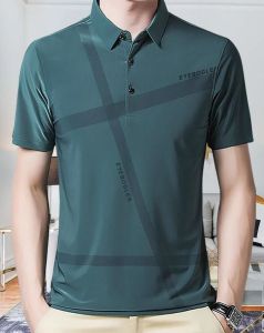 Light Green Short Sleeve Polo Neck Graphic Regular Fit T-Shirt