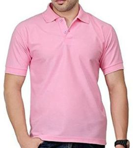Pink Cotton Lycra Regular Fit Polo T-Shirt