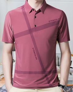 Pink Short Sleeve Polo Neck Graphic Regular Fit T-Shirt