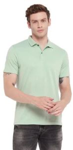 Pista Green Cotton Lycra Regular Fit Polo T-Shirt