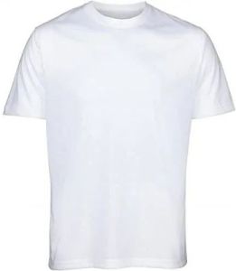 White Solid Cotton Sinker Regular Fit T-Shirt