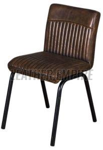 Brown Industrial Leather Dining Chair