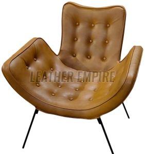 Brown Modern Leather Iron Chair