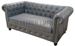 Grey Modern Leather Two Seater Sofa