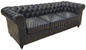 Leatherette Wooden Black Sofa