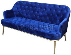 Blue Leather Two Seater Sofa