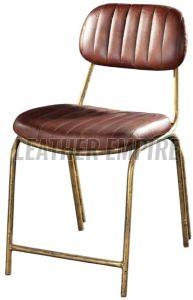Modern Metal Frame Faux Leather Open Back Dining Chair