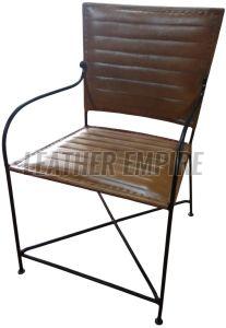 Powder Coated Leather Iron Restaurant Chair