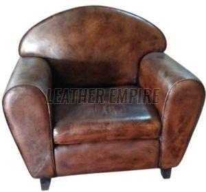 Wooden Leather Single Seater Sofa