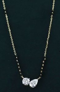 Round Pear Lab Grown Diamond Mangalsutra Pendant