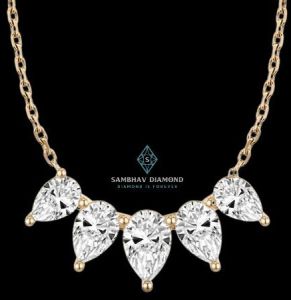 5 Pear Shape Lab Grown Diamond Gold Pendant