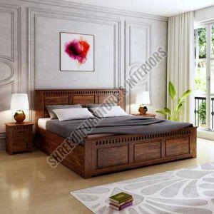 Oak Brown Double Box Bed