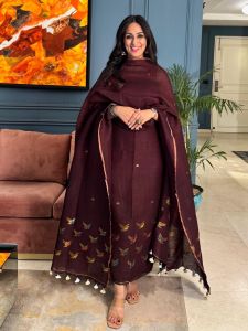 Unstitched Striped Pure Silk Suit Fabric