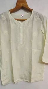 Chanderi Silk Chikankari Kurti