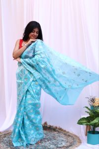 Handloom Woven Banarsi Jamdani Silk Saree