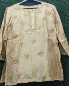 Chanderi Silk Chikankari Kurti