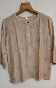 Chanderi Silk Chikankari Kurti