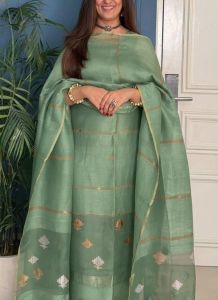 Unstitched Striped Pure Silk Suit Fabric