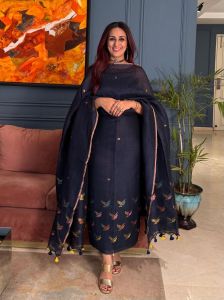 Unstitched Striped Pure Silk Suit Fabric