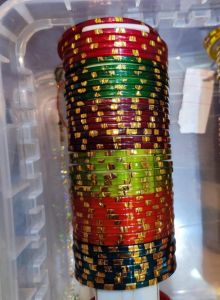 Glass Golden Polished Bangles