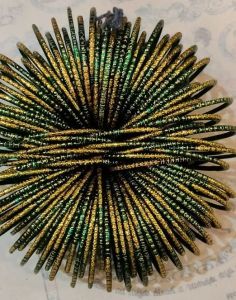 Green Golden Stone Work Jari Bangles